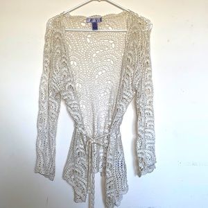 Ivory White Knitted Summer Cardigan